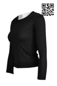 FA315 供應修身款T恤  製造女款長袖T恤  大量訂造黑色T恤 T恤專門店